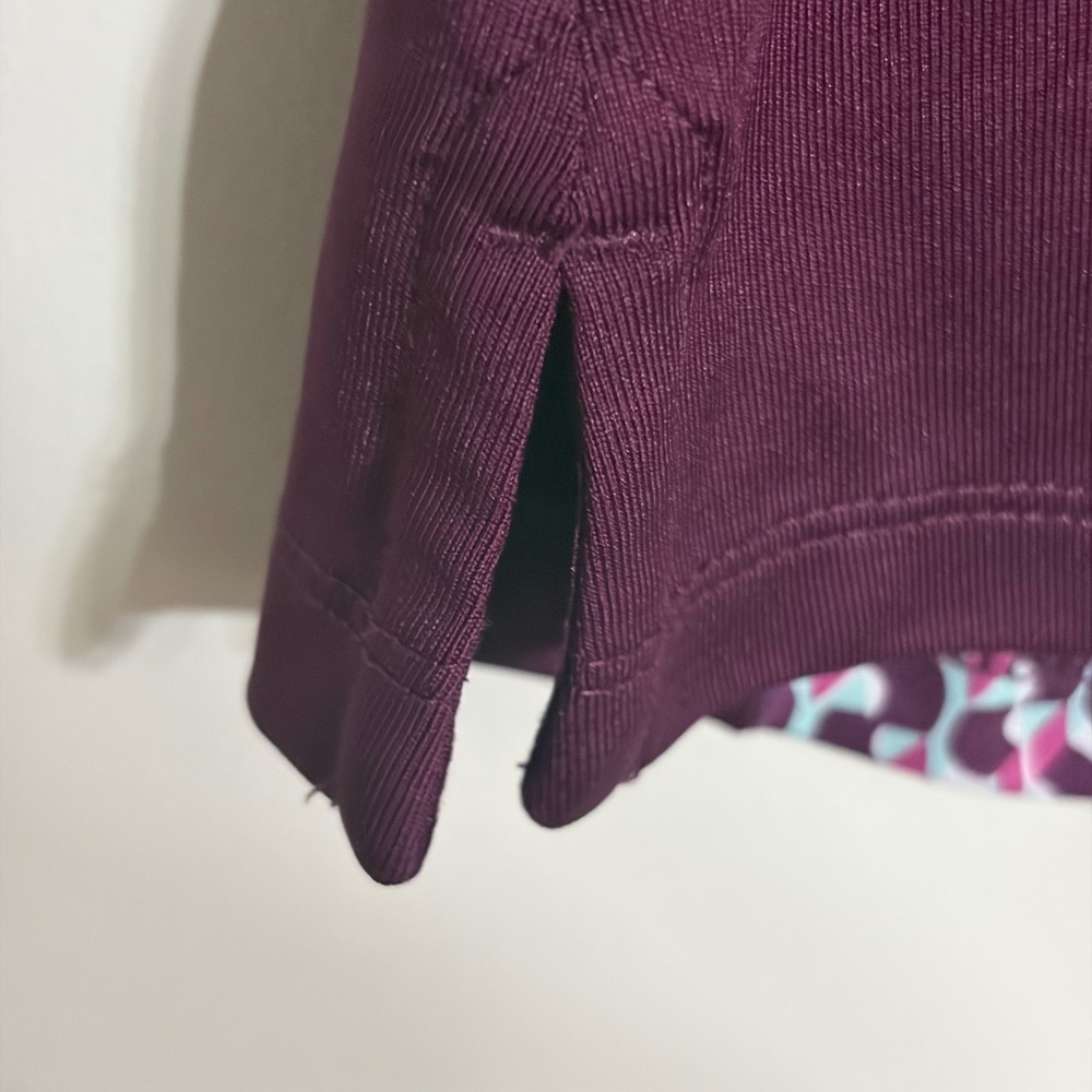 Callaway Womens Sleeveless Golf Polo Top Plum Geometric Quarter Zip Size Large - Picture 2 of 8